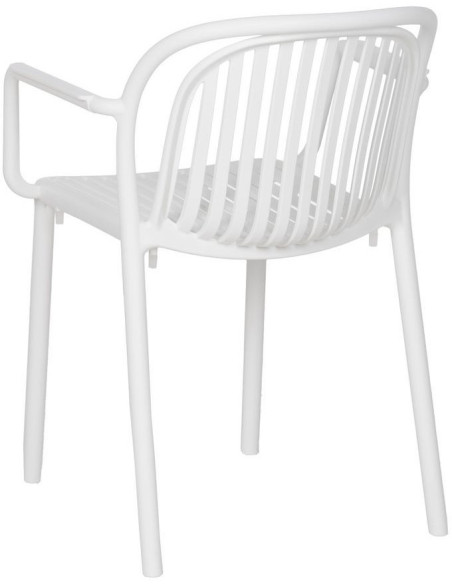 Fauteuil de table extérieur moderne en Polypropylène Blanc Estia (Lot de 2) - 3