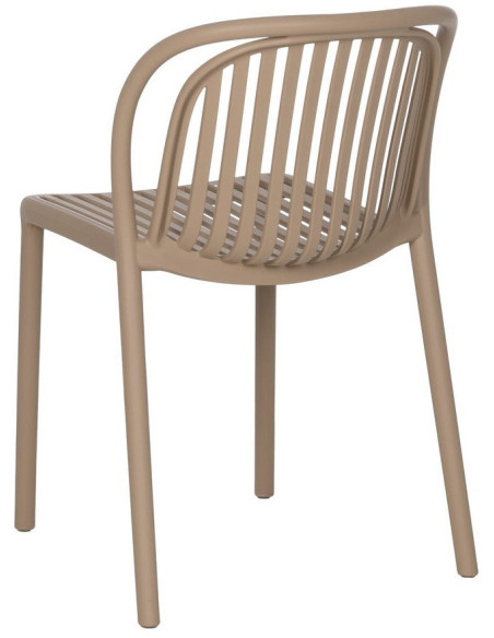 Chaise de jardin moderne en Polypropylène Beige Estia (Lot de 4) - 3