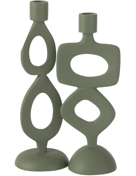 Bougeoir Original Anneaux Hauteur 26 cm en Métal Vert Aylo (Lot de 2) - 1