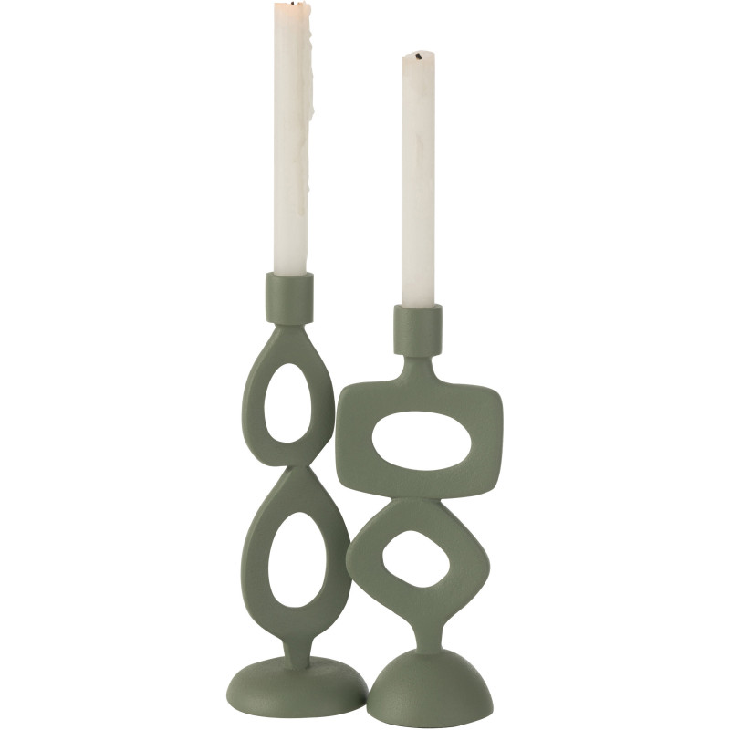Bougeoir Original Anneaux Hauteur 26 cm en Métal Vert Aylo (Lot de 2) - 3