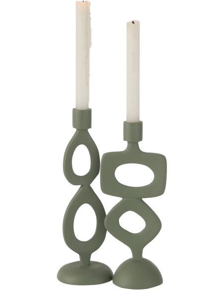 Bougeoir Original Anneaux Hauteur 26 cm en Métal Vert Aylo (Lot de 2) - 3