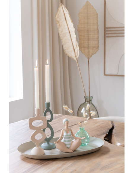 Bougeoir Original Anneaux Hauteur 26 cm en Métal Vert Aylo (Lot de 2) - 4