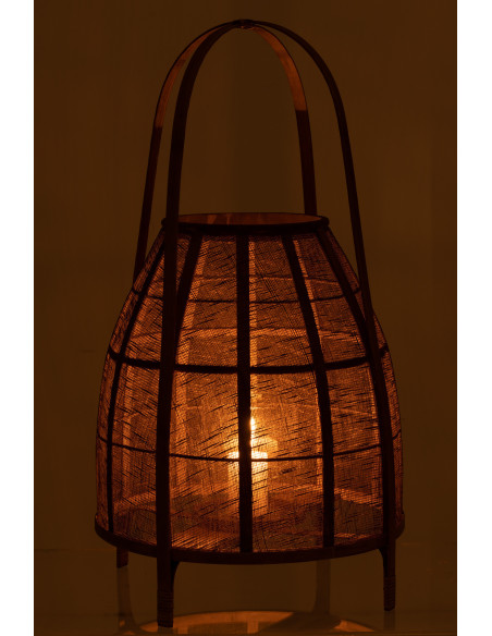Lanterne photophore Ronde XXL Diamètre 38 cm en Bambou Naturel Hood - 3