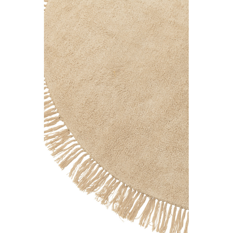 Tapis Rond 150x150 en Coton Beige clair avec franges Divino - 3
