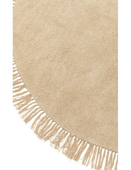 Tapis Rond 150x150 en Coton Beige clair avec franges Divino - 3