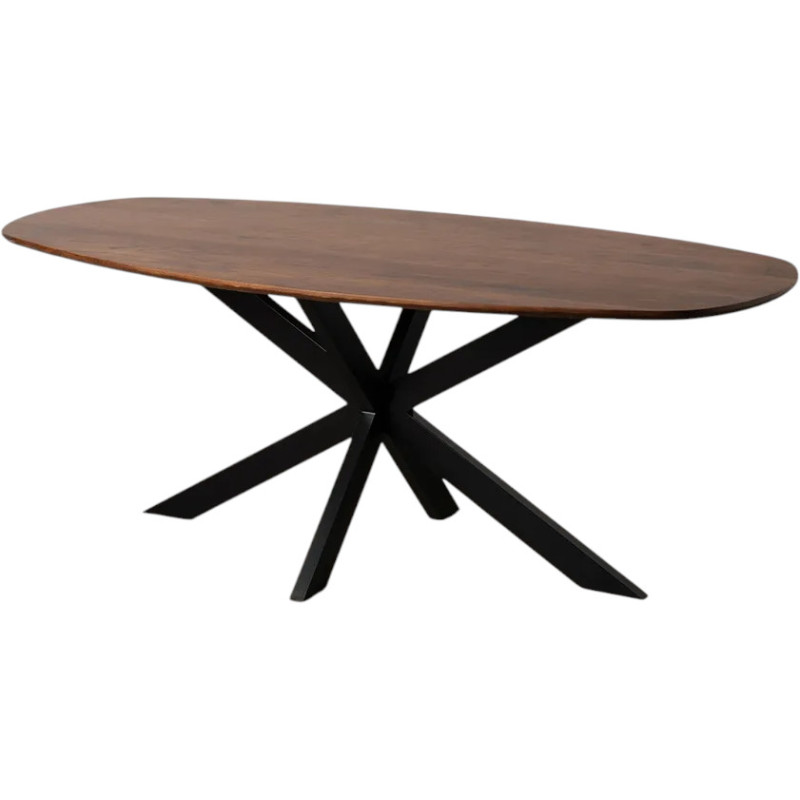 Table à manger moderne Ovale 8 personnes en Bois de manguier Marron Métal Noir Talaia - 3