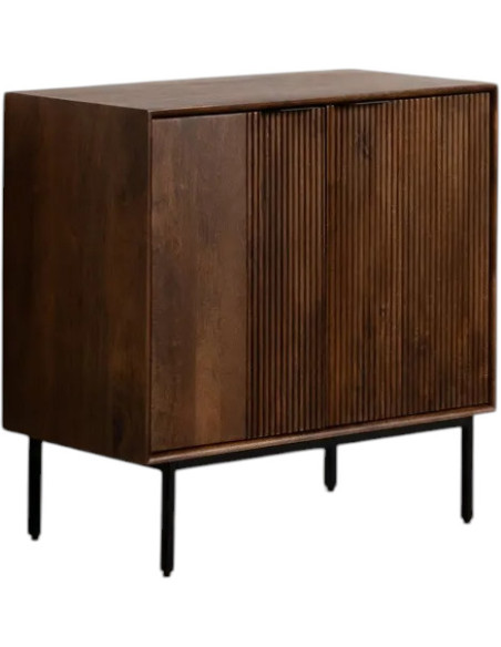 Buffet moderne 2 portes en Bois de manguier Marron Métal Noir Talaia - 1