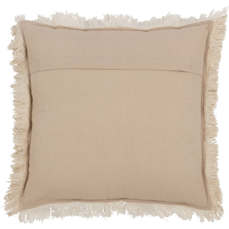 Coussin Carré 45x45 en Mousseline de coton Beige foncé avec franges Dulcis - 1