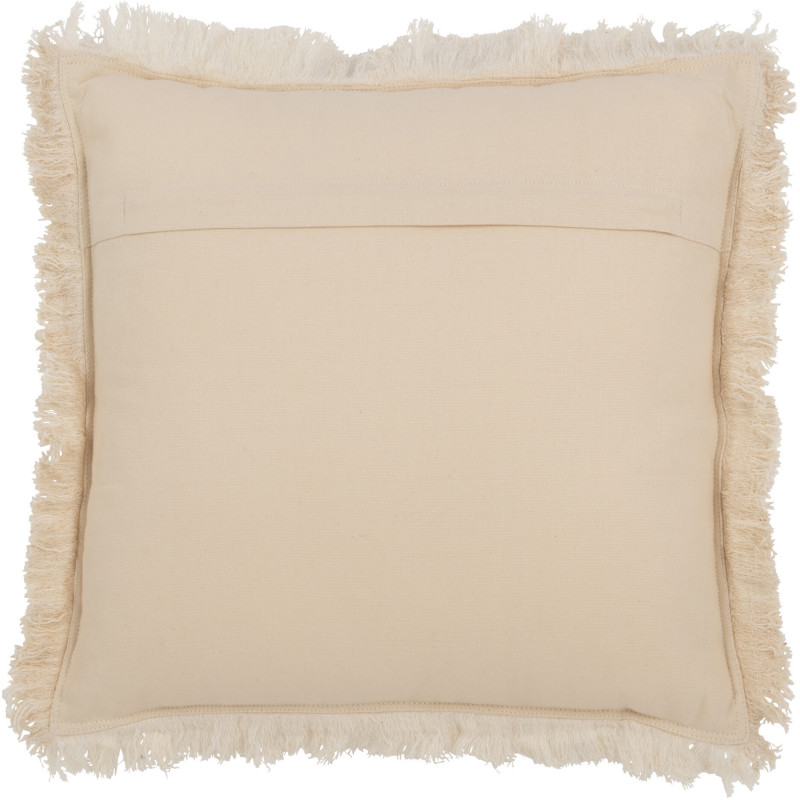 Coussin Carré 45x45 en Mousseline de coton Beige clair avec franges Dulcis - 3