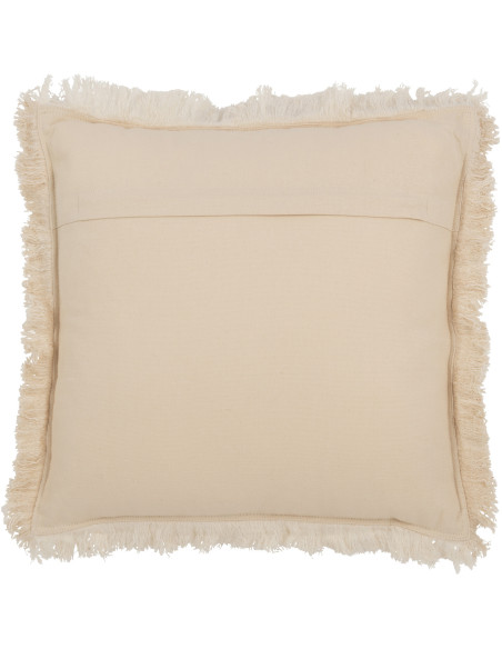 Coussin Carré 45x45 en Mousseline de coton Beige clair avec franges Dulcis - 3