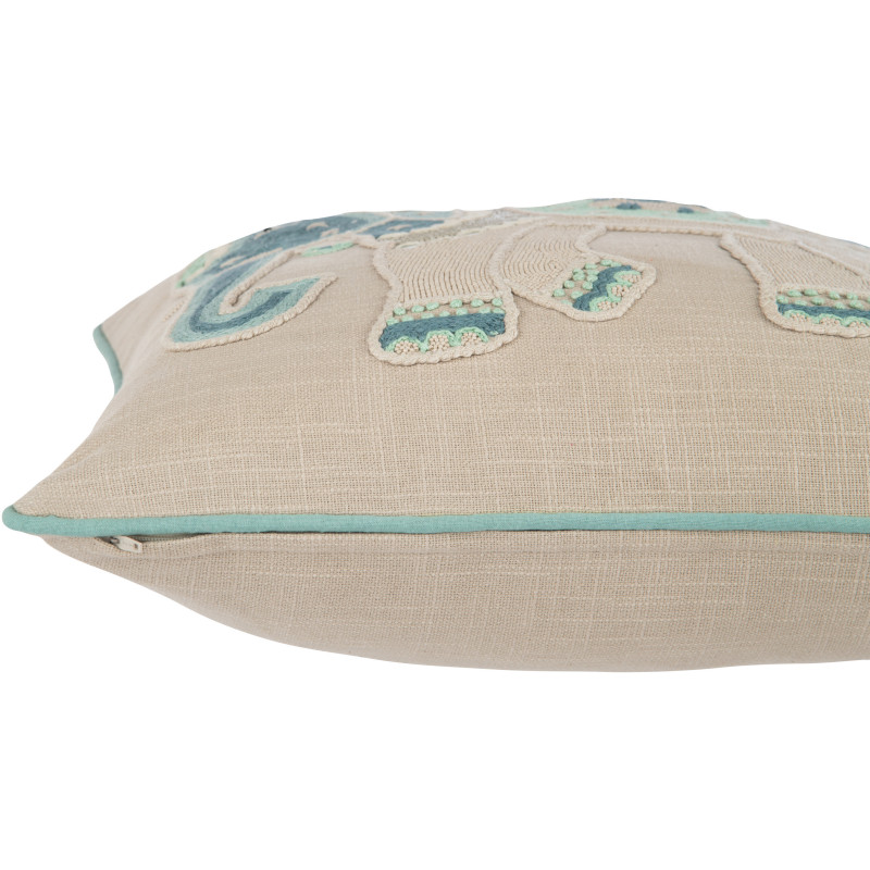 Coussin Carré 45x45 en Coton Gris Bleu Motif éléphant Aether - 4