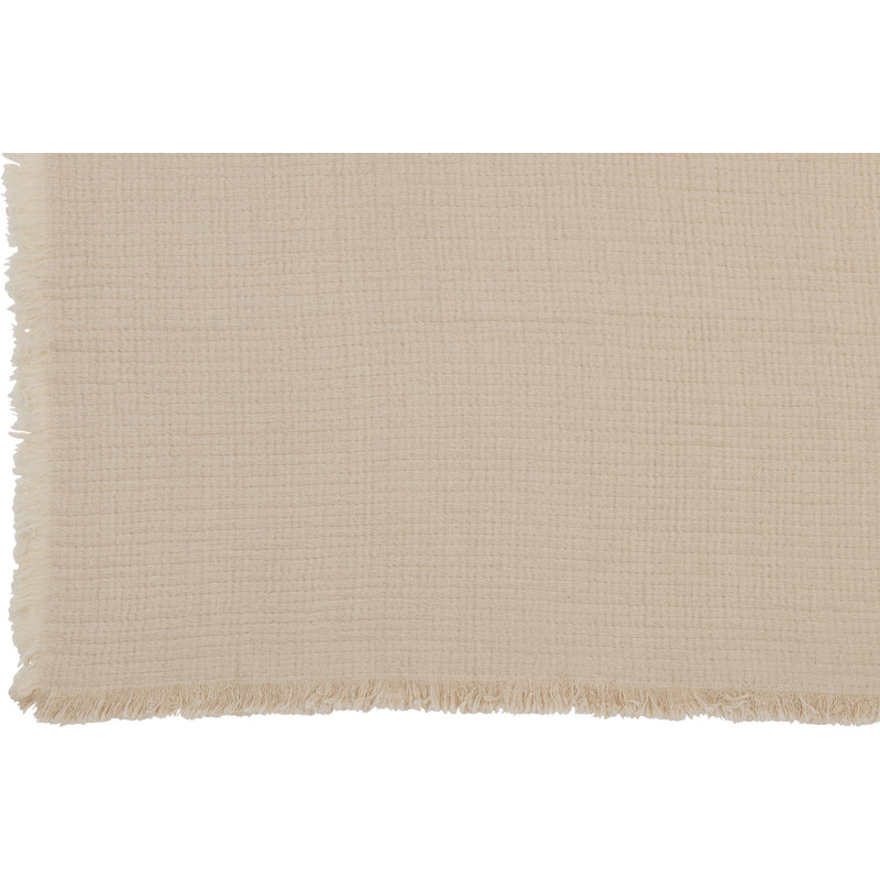 Plaid 130x180 en Mousseline de coton Beige clair avec franges Dulcis - 4