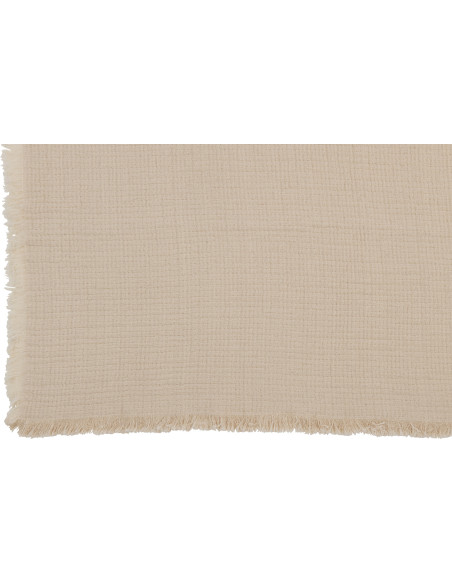 Plaid 130x180 en Mousseline de coton Beige clair avec franges Dulcis - 4