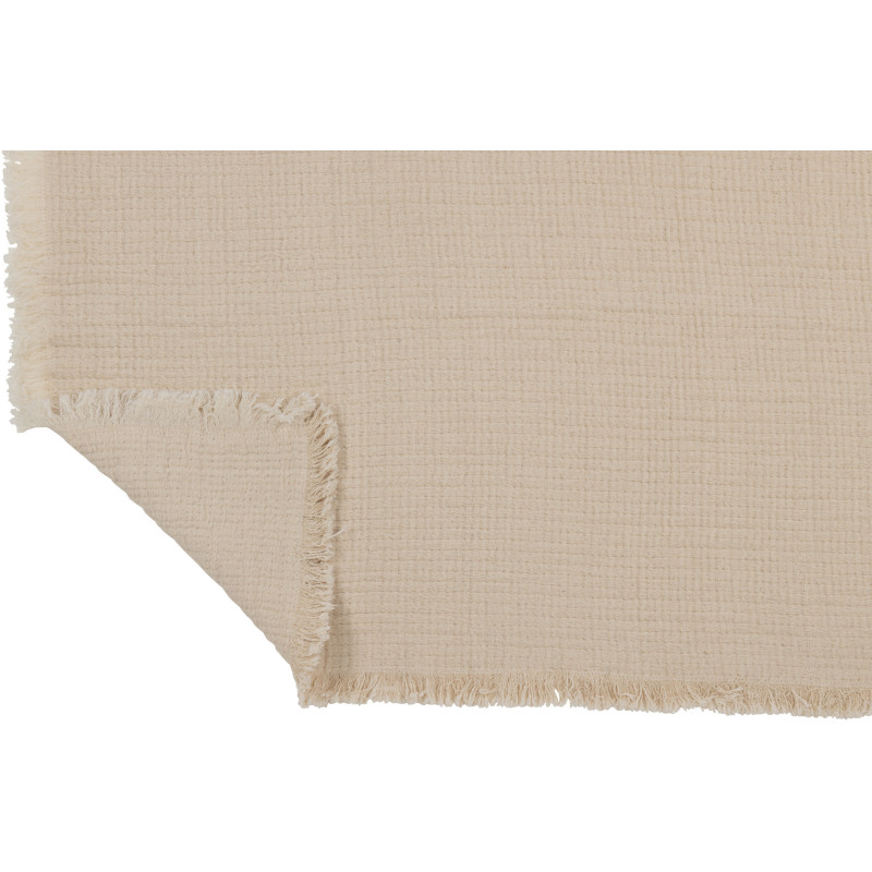 Plaid 130x180 en Mousseline de coton Beige clair avec franges Dulcis - 5