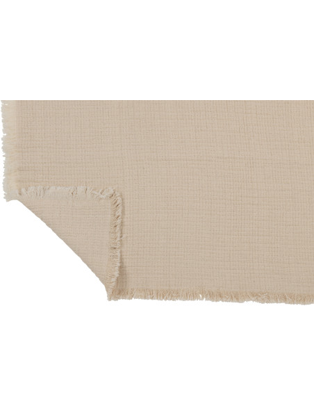 Plaid 130x180 en Mousseline de coton Beige clair avec franges Dulcis - 5
