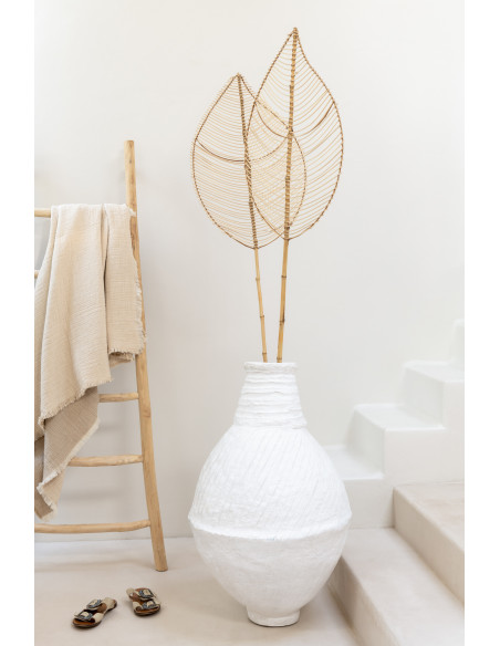 Plaid 130x180 en Mousseline de coton Beige clair avec franges Dulcis - 6