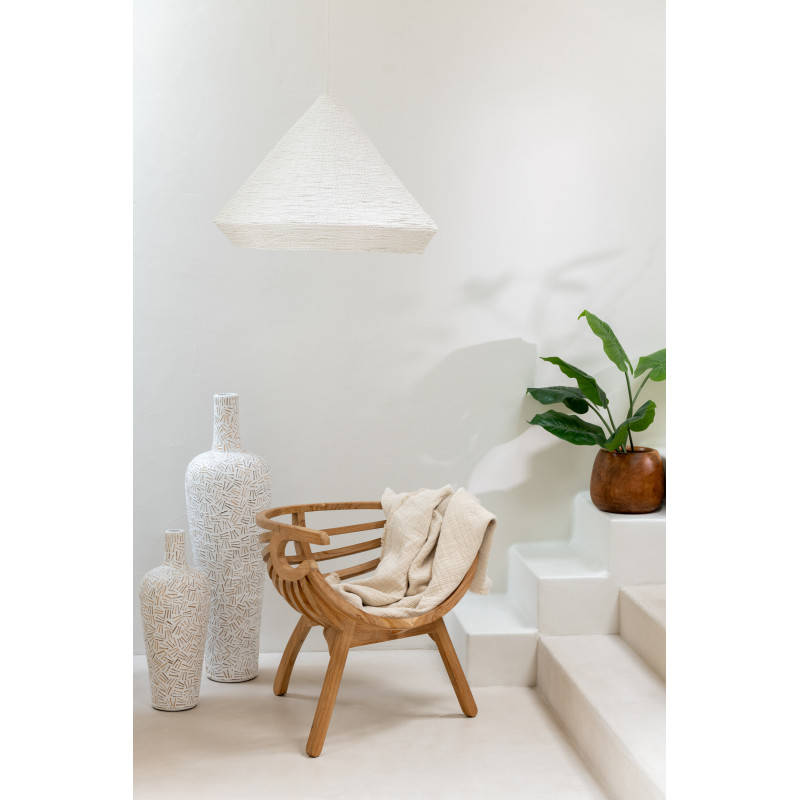 Plaid 130x180 en Mousseline de coton Beige clair avec franges Dulcis - 7