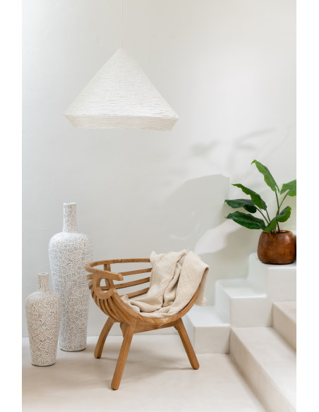 Plaid 130x180 en Mousseline de coton Beige clair avec franges Dulcis - 7