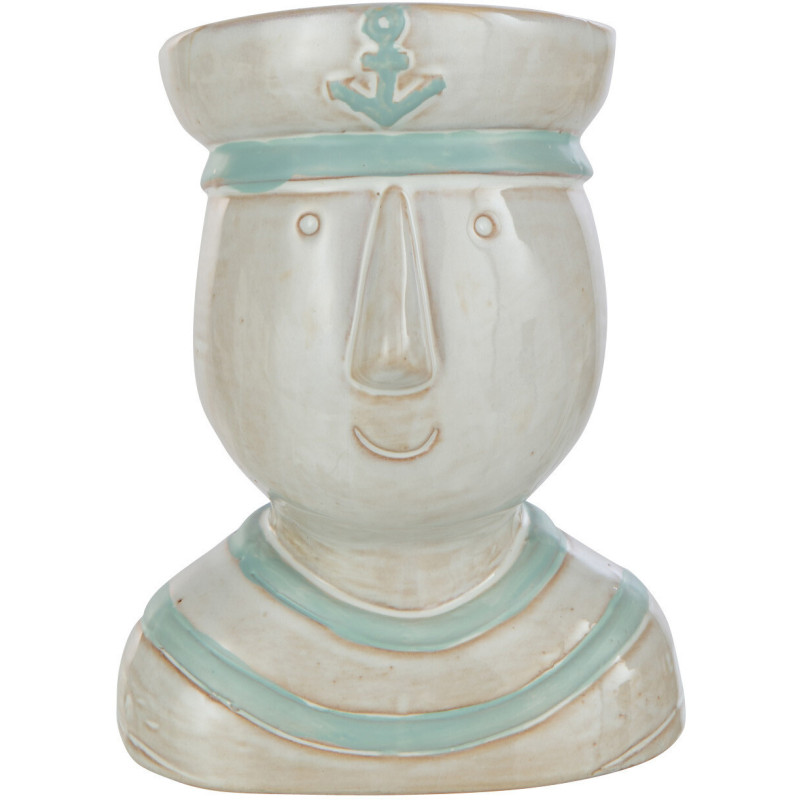 Cache-pot Visage Marin en Porcelaine Blanc Azur - 1