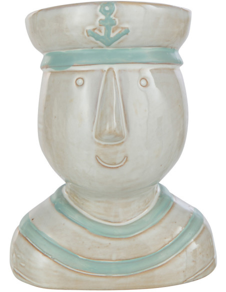 Cache-pot Visage Marin en Porcelaine Blanc Azur - 1