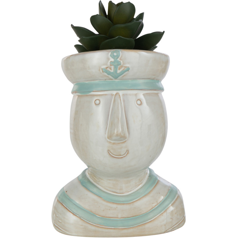 Cache-pot Visage Marin en Porcelaine Blanc Azur - 3