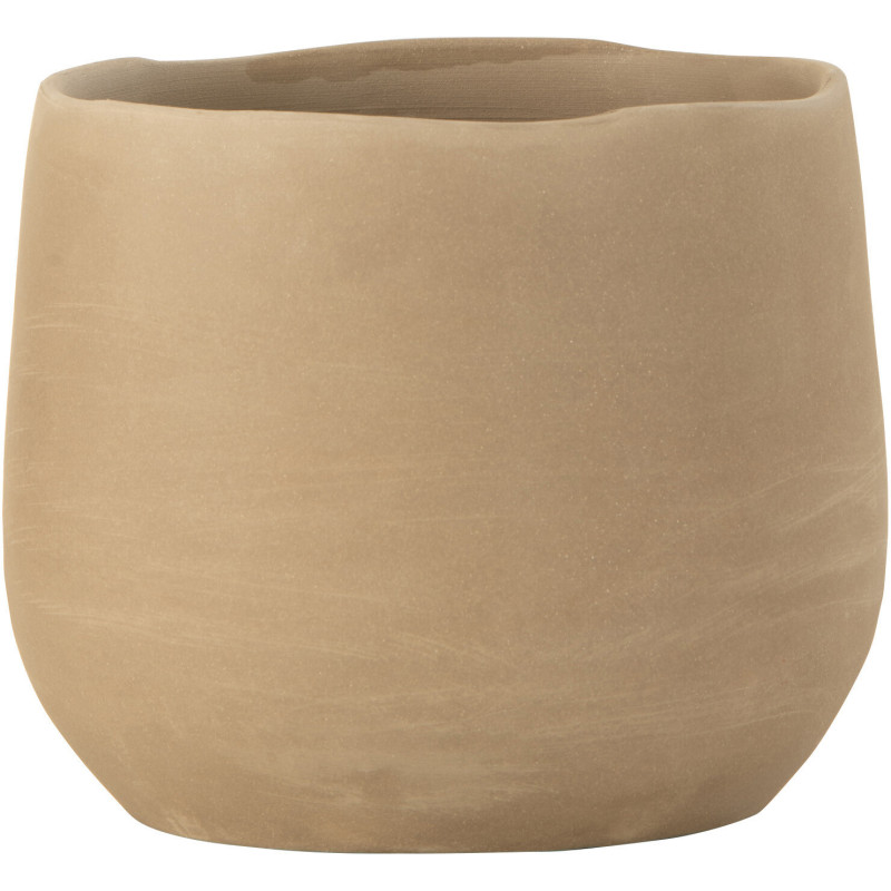 Cache-pot Rond Diamètre 18 cm en Céramique Beige Uni - 1