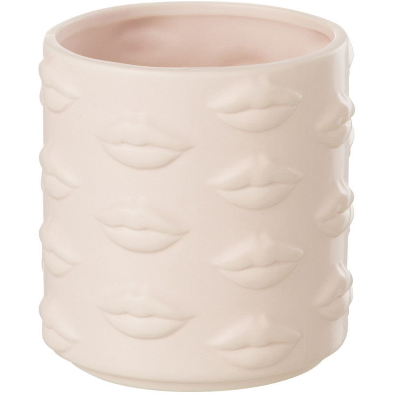 Cache-pot Rond Diamètre 14 cm en Dolomite Rose Bisou - 1