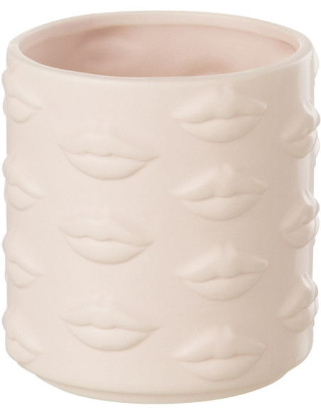 Cache-pot Rond Diamètre 14 cm en Dolomite Rose Bisou - 1