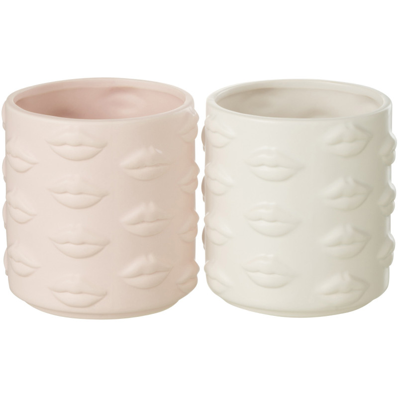 Cache-pot Rond Diamètre 14 cm en Dolomite Rose Bisou - 3