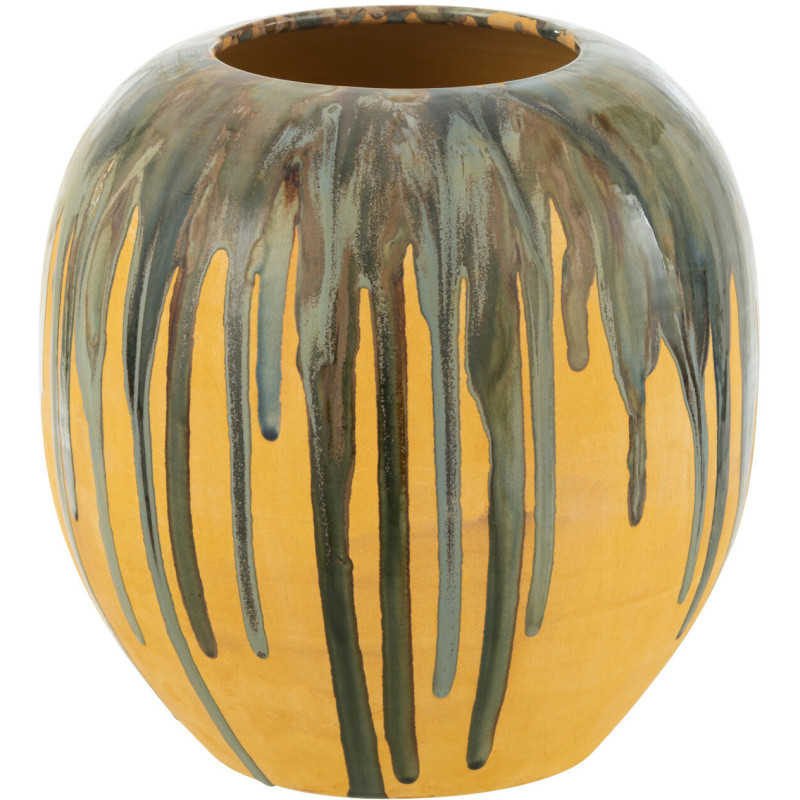 Cache-pot Rond Diamètre 30 cm en Céramique Jaune Vert Paint - 1