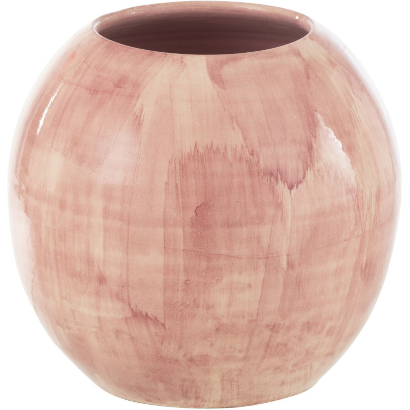 Cache-pot Rond Peint à la main Diamètre 24 cm en Céramique Rose Aliko - 1