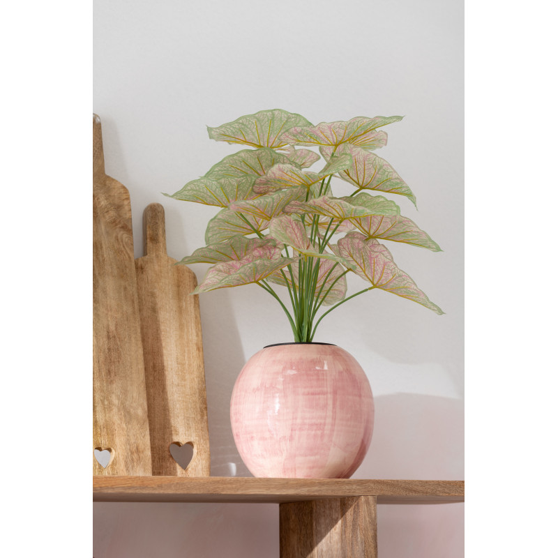 Cache-pot Rond Peint à la main Diamètre 24 cm en Céramique Rose Aliko - 3