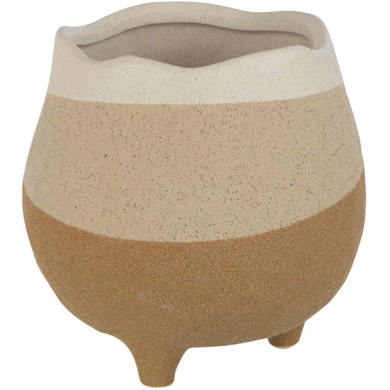 Cache-pot Rond sur pieds Diamètre 16 cm en Céramique Beige Marron Thenasso - 1