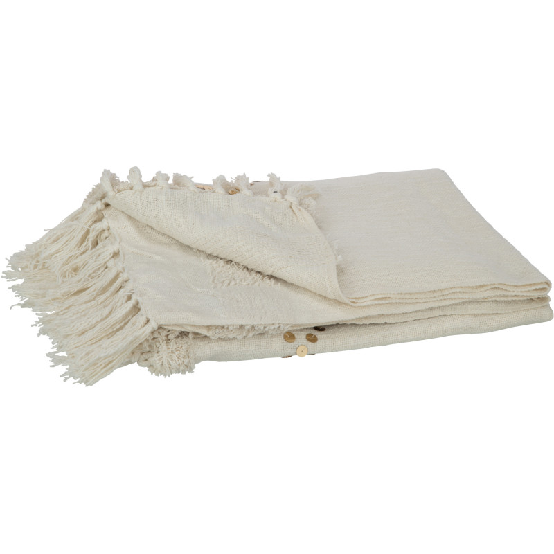 Plaid 130x180 en Coton Blanc Sequin Doré avec franges Motif losanges Zecchino - 2
