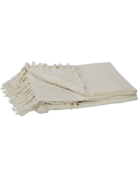 Plaid 130x180 en Coton Blanc Sequin Doré avec franges Motif losanges Zecchino - 2