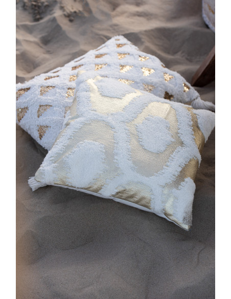Coussin Carré 45x45 en Coton Blanc Blanc Motif abstrait Terroni - 2