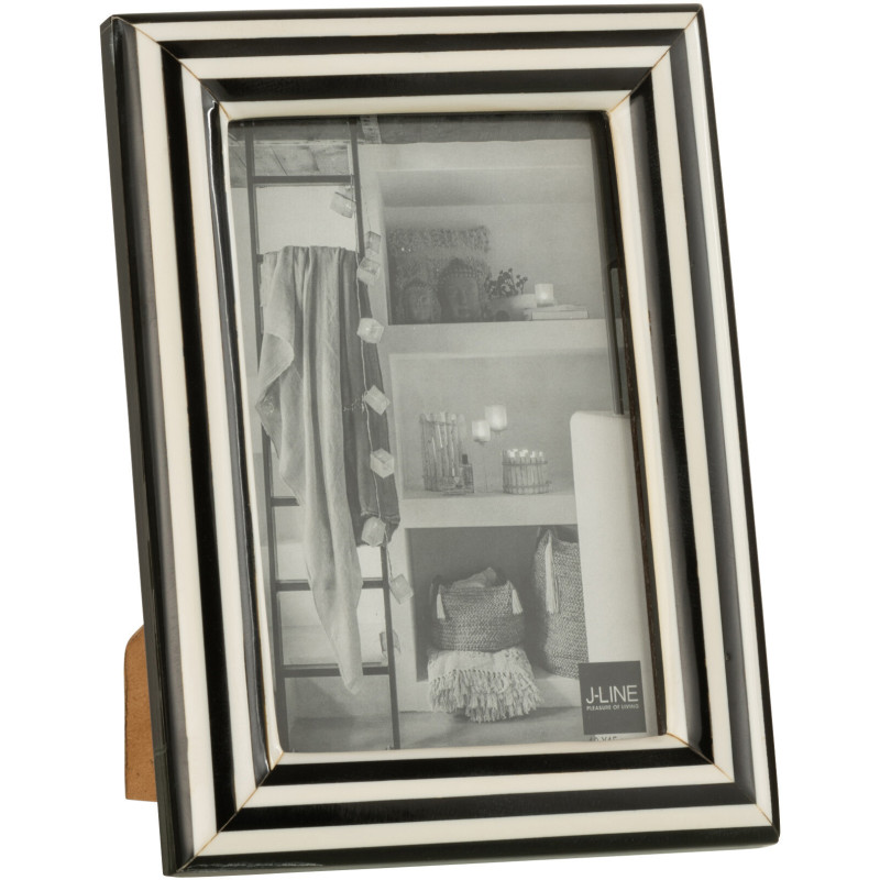 Cadre photo Relief Réliah en Résine Blanc Noir Motif lignes pour photo 10x15 cm - 1