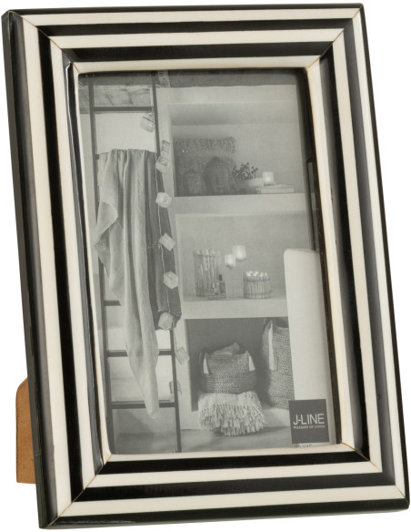 Cadre photo Relief Réliah en Résine Blanc Noir Motif lignes pour photo 10x15 cm - 1