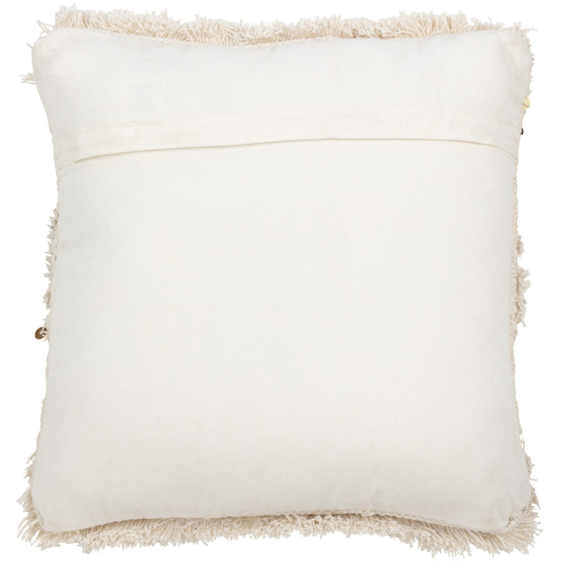 Coussin Carré 45x45 en Coton Blanc Sequin Doré avec franges Motif tufté Zecchino - 3
