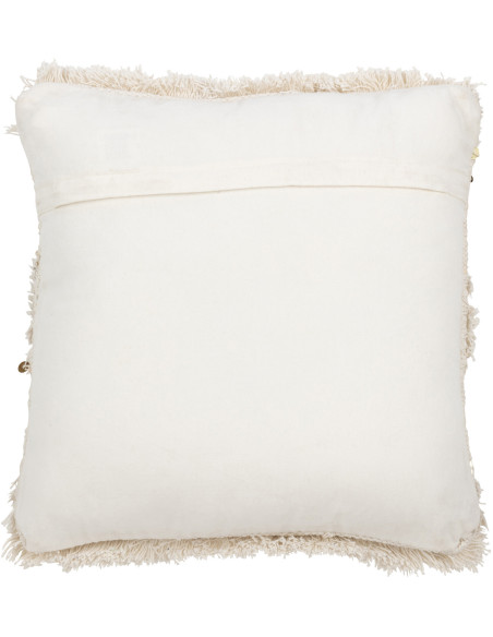 Coussin Carré 45x45 en Coton Blanc Sequin Doré avec franges Motif tufté Zecchino - 3