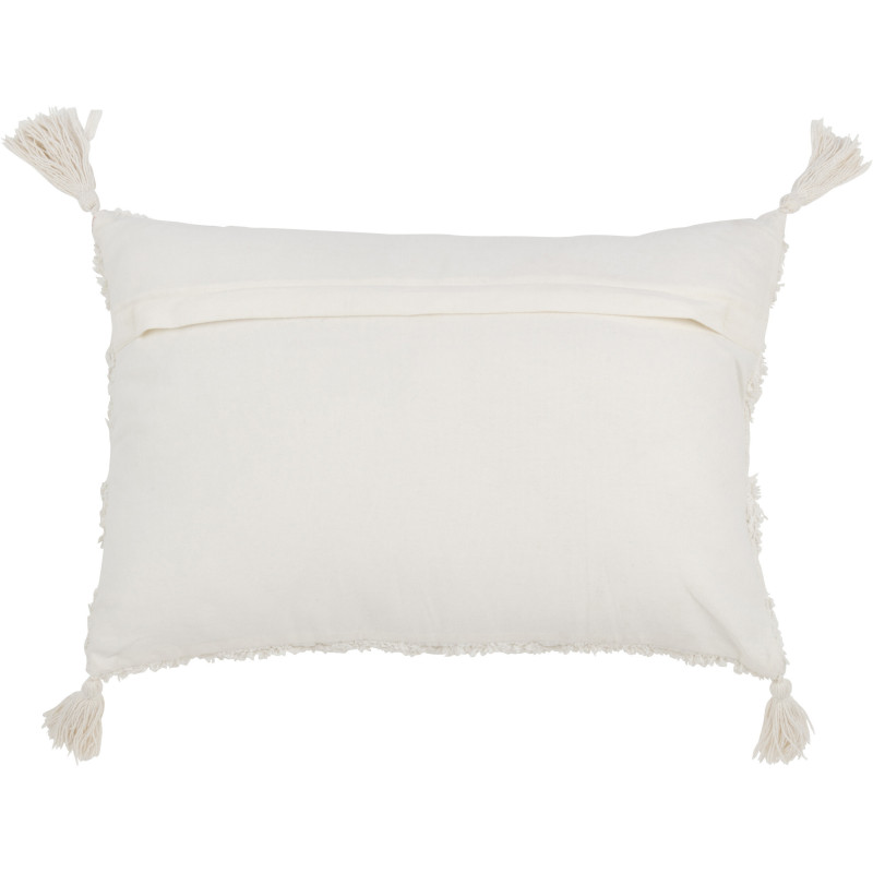 Coussin Rectangulaire 60x40 en Coton Blanc Sequin Doré avec pompons Motif tufté Ducato - 3