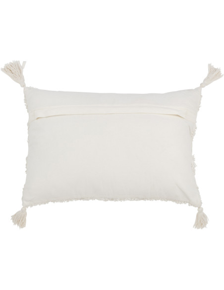 Coussin Rectangulaire 60x40 en Coton Blanc Sequin Doré avec pompons Motif tufté Ducato - 3
