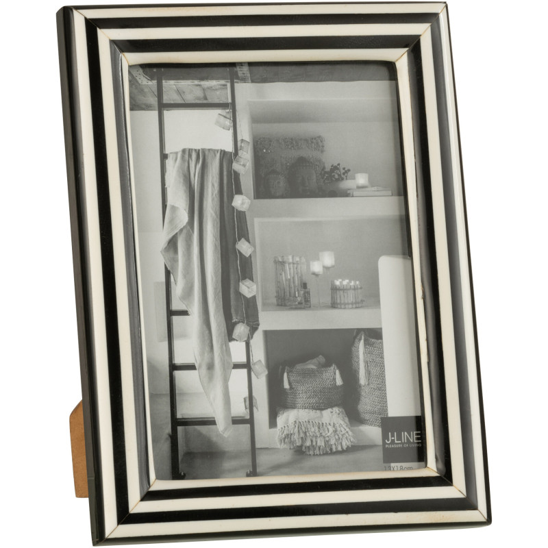 Cadre photo Relief Réliah en Résine Blanc Noir Motif lignes pour photo 13x18 cm J-Line - 1