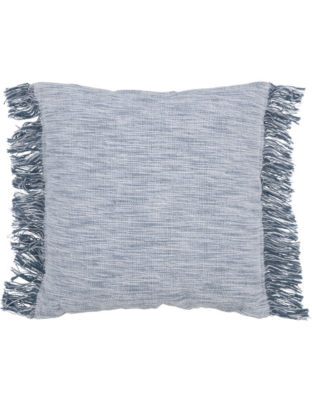 Coussin Carré 45x45 en Coton Bleu Blanc avec franges Siloni - 1