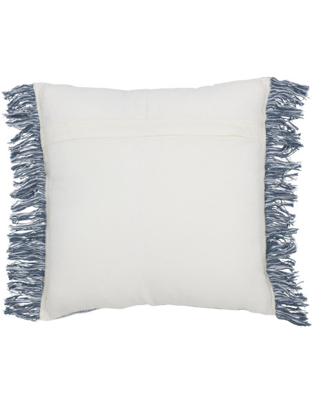 Coussin Carré 45x45 en Coton Bleu Blanc avec franges Siloni - 3