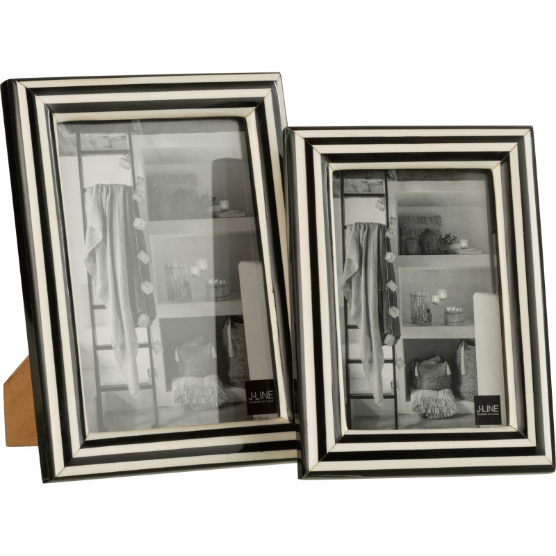 Cadre photo Relief Réliah en Résine Blanc Noir Motif lignes pour photo 13x18 cm J-Line - 3