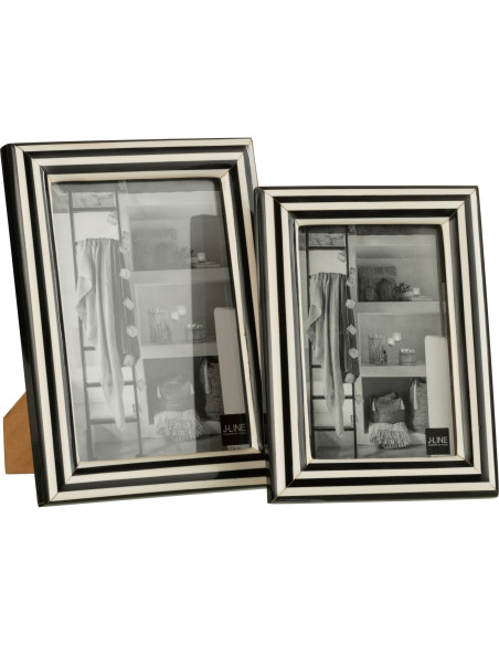 Cadre photo Relief Réliah en Résine Blanc Noir Motif lignes pour photo 13x18 cm J-Line - 3