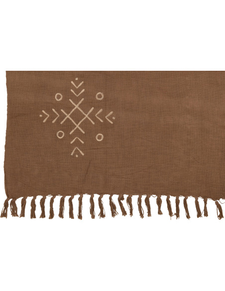 Plaid 130x170 en Coton Marron Beige Motif ethnique Haroun - 3