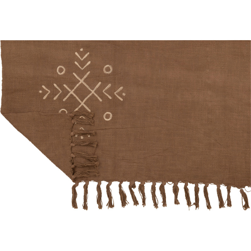 Plaid 130x170 en Coton Marron Beige Motif ethnique Haroun - 4
