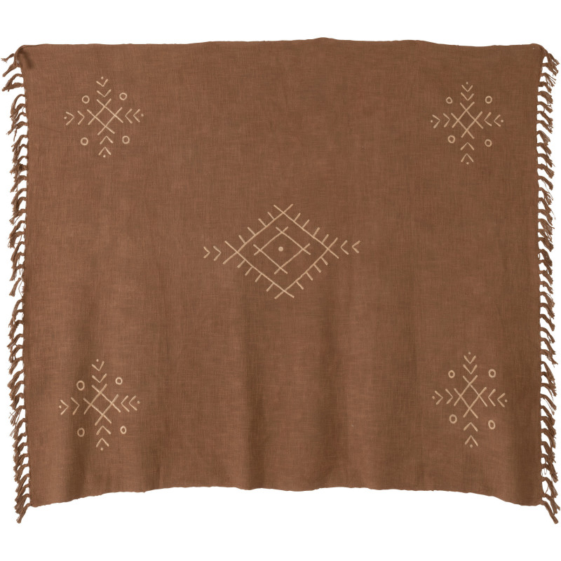 Plaid 130x170 en Coton Marron Beige Motif ethnique Haroun - 5